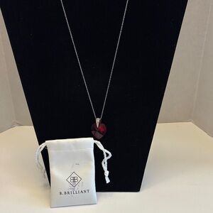 Red Heart Pendant Necklace 18” Chain with Dust bag